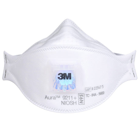 3M 9211+ 9211 Aura Particulate Respirator, N95, Valved, Flat Fold, Individually Wrapped, NIOSH Approved (7100303148) (120 Pack)