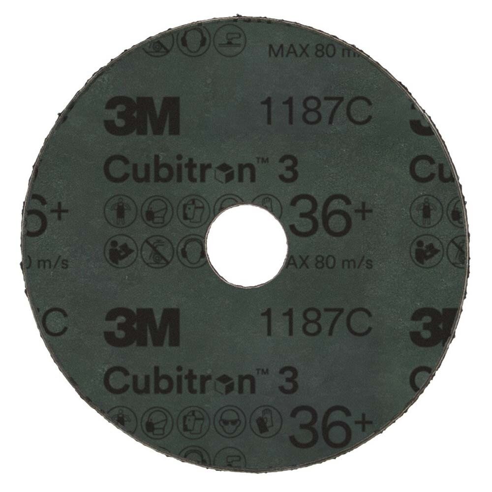 3M 7100309788 Cubitron 3 Fibre Disc 1187C, 36+, 4-1/2 in x 7/8 in, Die 450E (25 Pack) - 2