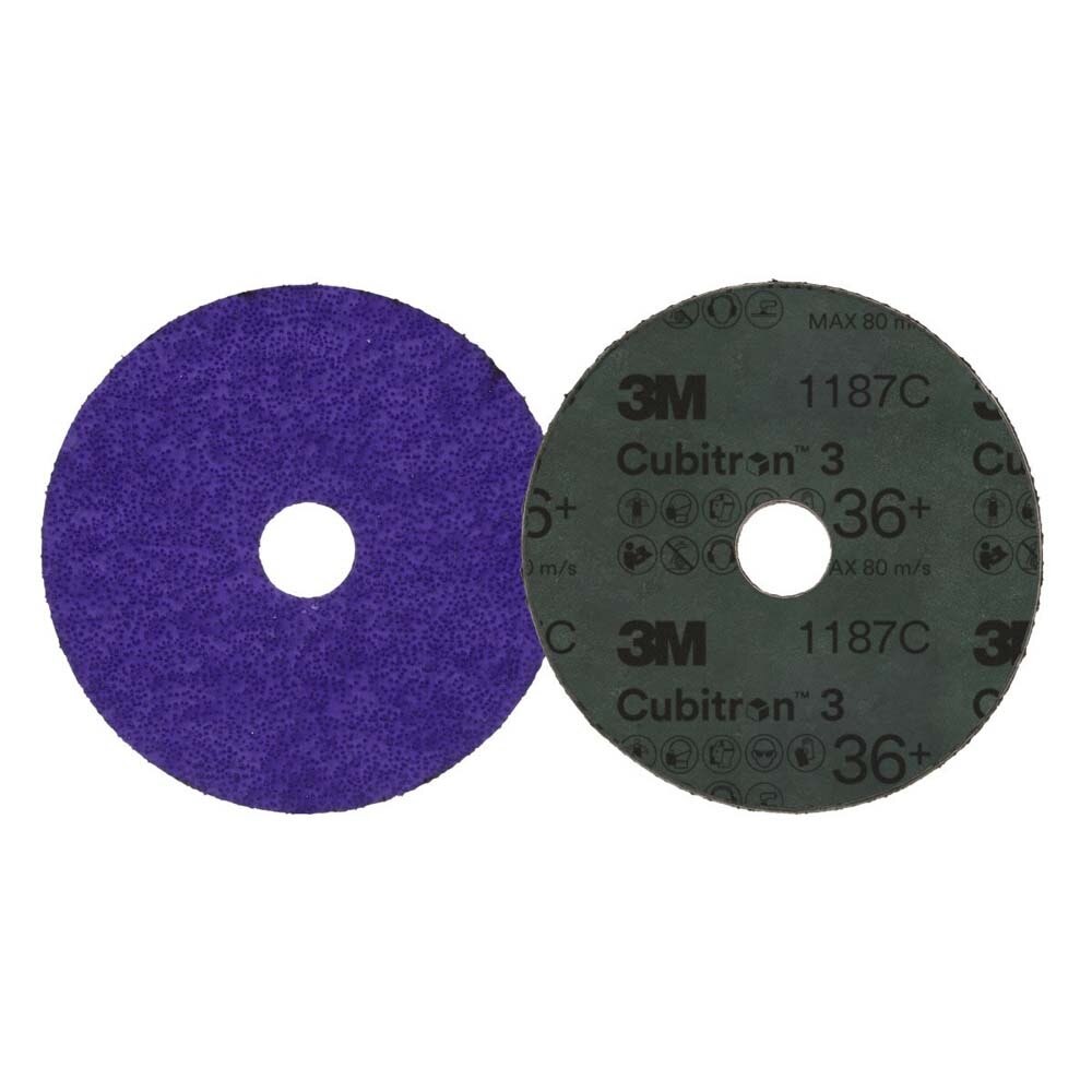 3M 7100309788 Cubitron 3 Fibre Disc 1187C, 36+, 4-1/2 in x 7/8 in, Die 450E (25 Pack) - 5