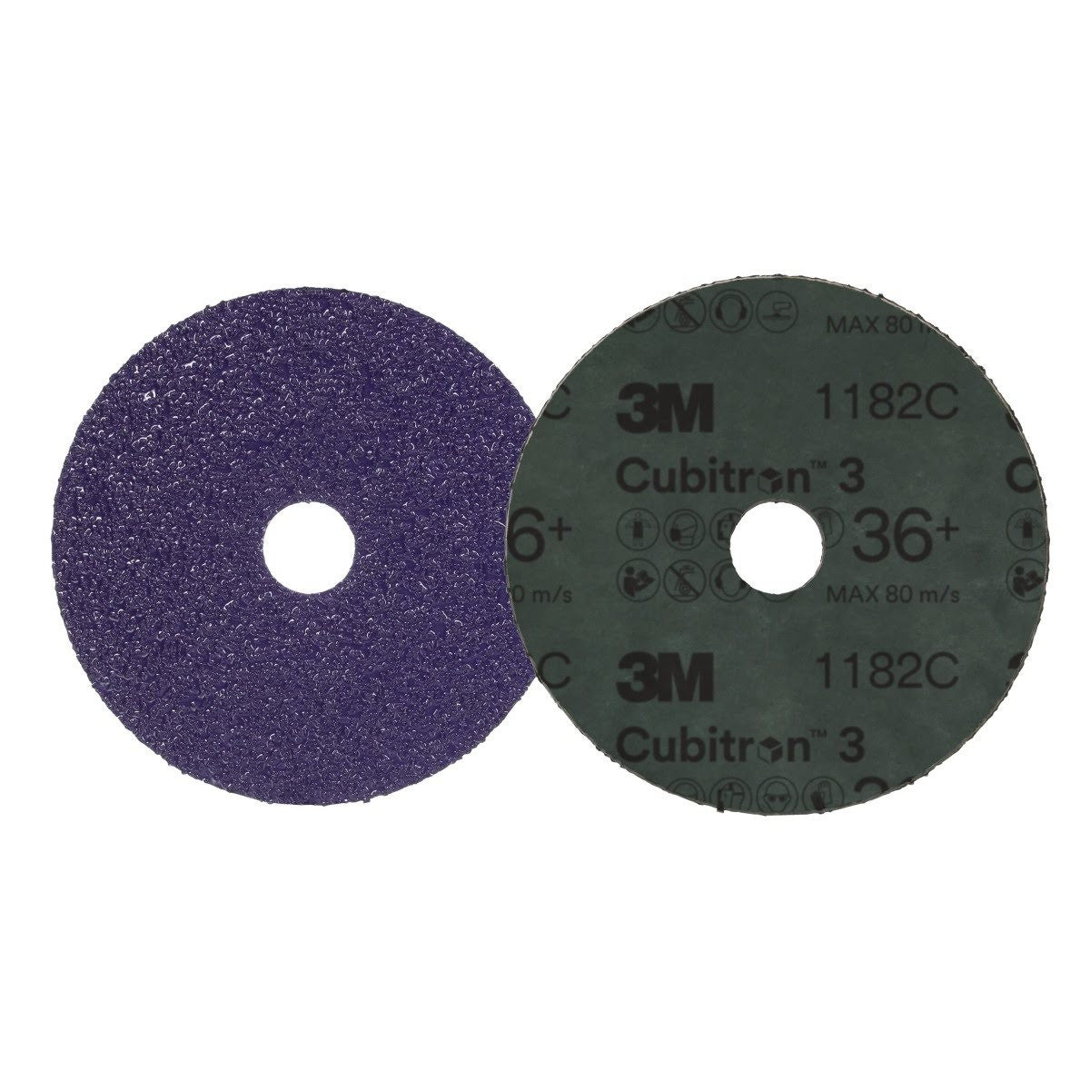 3M 1182C Cubitron Fibre Disc, 36 Plus, Purple, 4 in x 7/8 in, 400N (7100309797) (100 Pack) - 2