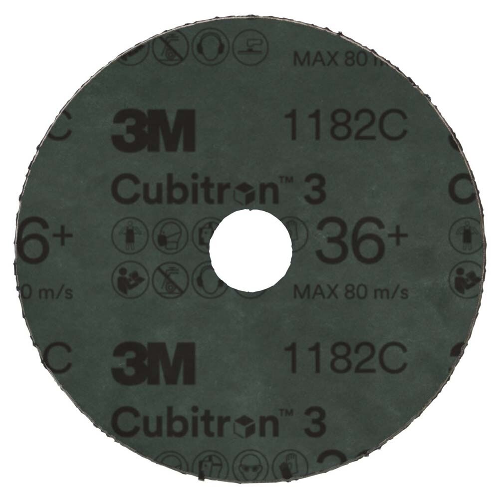 3M 1182C Cubitron 3 Fibre Disc , 36+, 4-1/2 in x 7/8 in, Die 450E, Reduce Changeout, Increase Productivity, Use on Mild or Carbon Steel, for Beveling, Heavy Grinding, Weld Removal, Flame Cut Smoothing (7100309799) (25 Pack) - 4