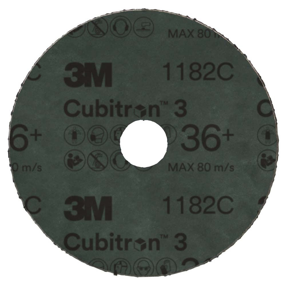 3M 1182C Cubitron 3 Fibre Disc , 36+, 6 in x 7/8 in, Die 600T, Reduce Changeout, Productivity, Use on Mild or Carbon Steel, for Beveling, Heavy Grinding, Weld Removal, Flame Cut Smoothing (7100309903) (25 Pack) - 3
