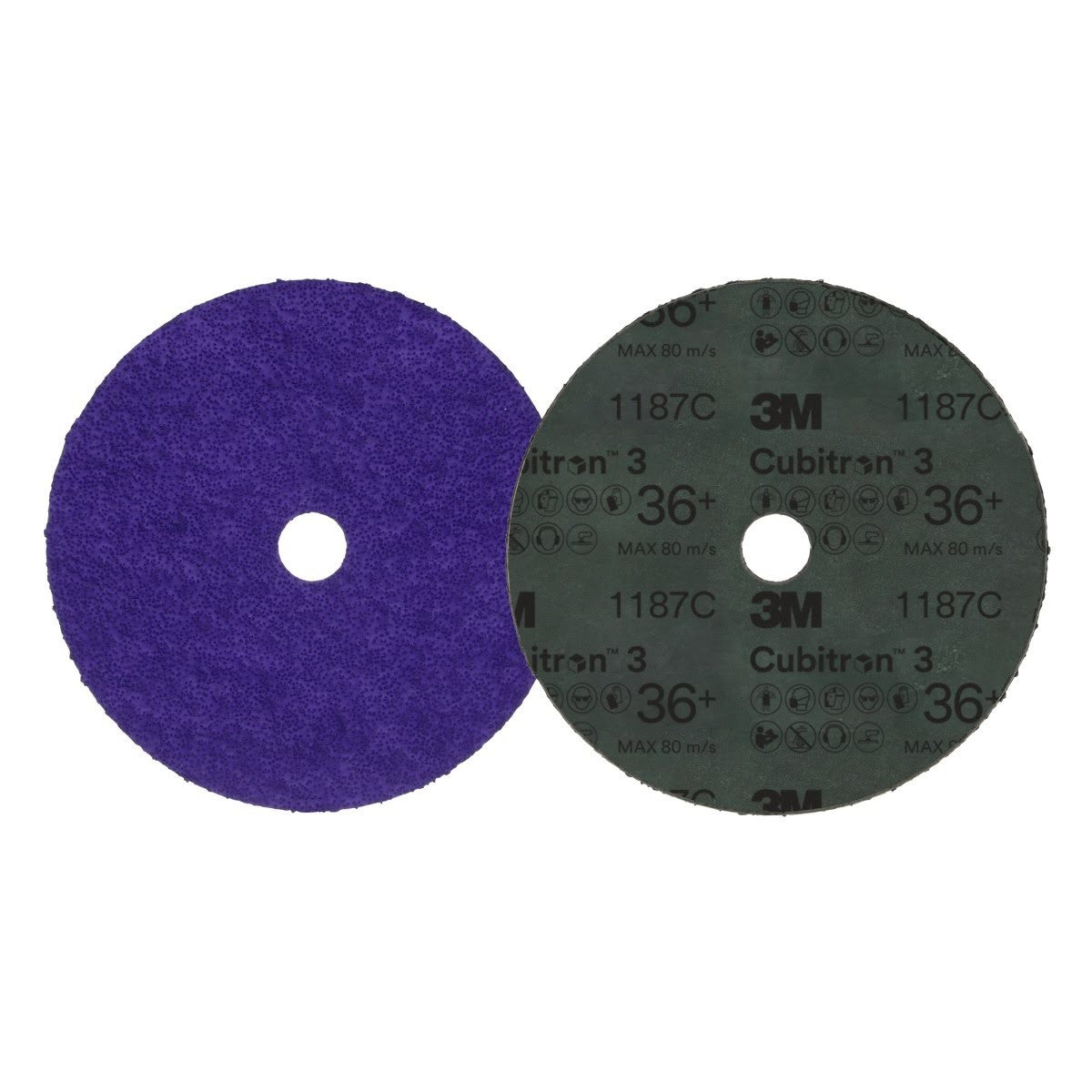 3M 1187C Cubitron Fibre Disc, 36 Plus, Purple, 7 in x 7/8 in (7100309906) (100 Pack) - 2