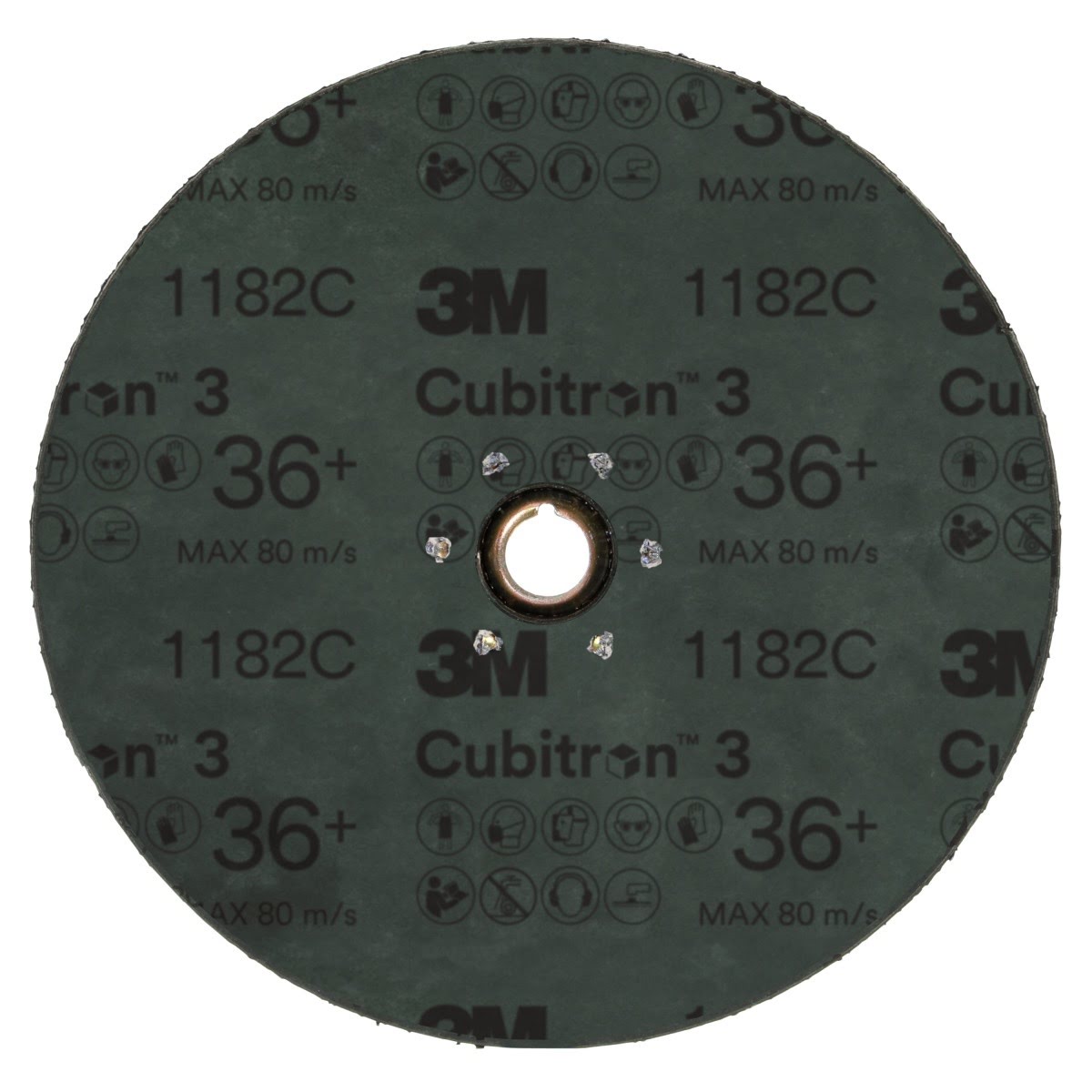 3M 1182C Cubitron Fibre Disc, TN Quick Change, Precision Shaped Ceramic, 36 Plus, Purple, 7 in, Die 700BB (7100310729) (100 Pack) - 3