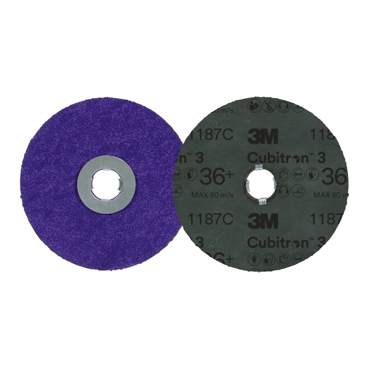 3M 1187C Cubitron 3 Fibre Disc, GL Quick Change, 36+, Purple, 5 in (7100310796) (100 Pack) - 2