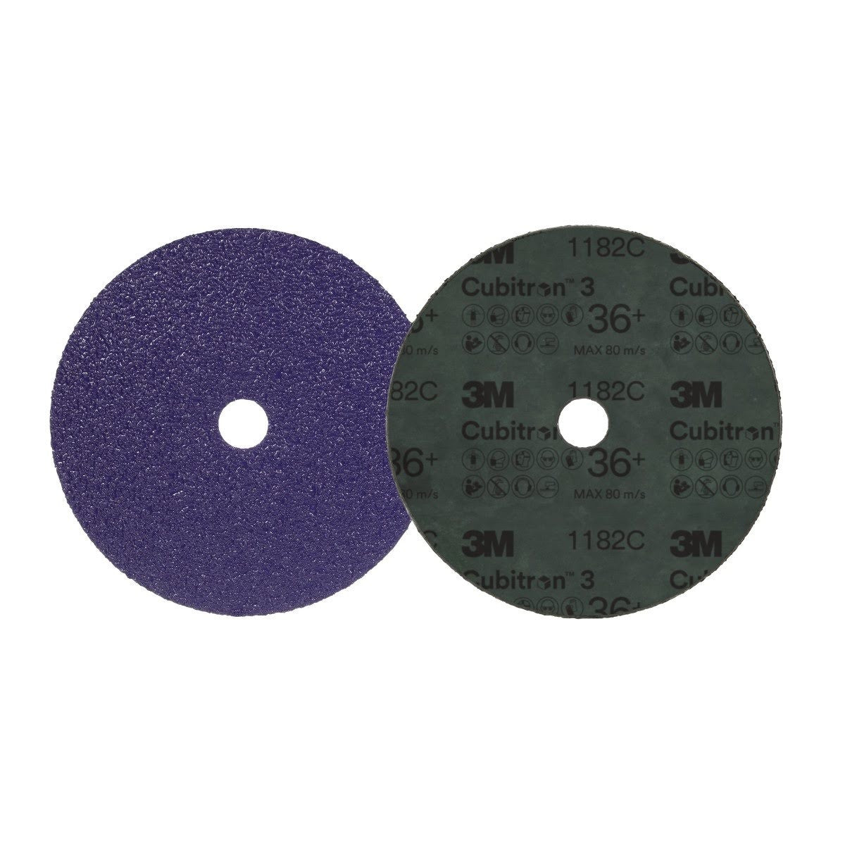 3M 1182C Cubitron Fibre Disc 36+ Purple 9-1-8 in x 7-8 in Die 912J (7100310797) (100 Pack) - 2