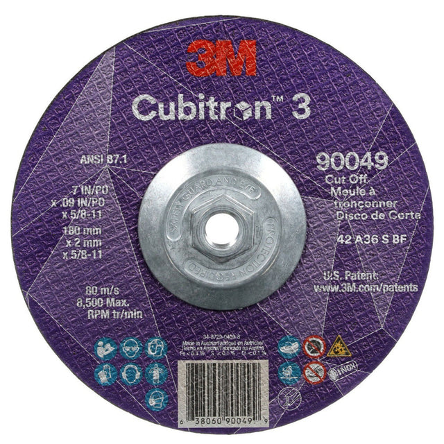 3M 90049 Cut-Off Wheel, 36+, T27, 7 in x 3/32 in, 5/8 in-11, ANSI (7100312963) (10 Pack)