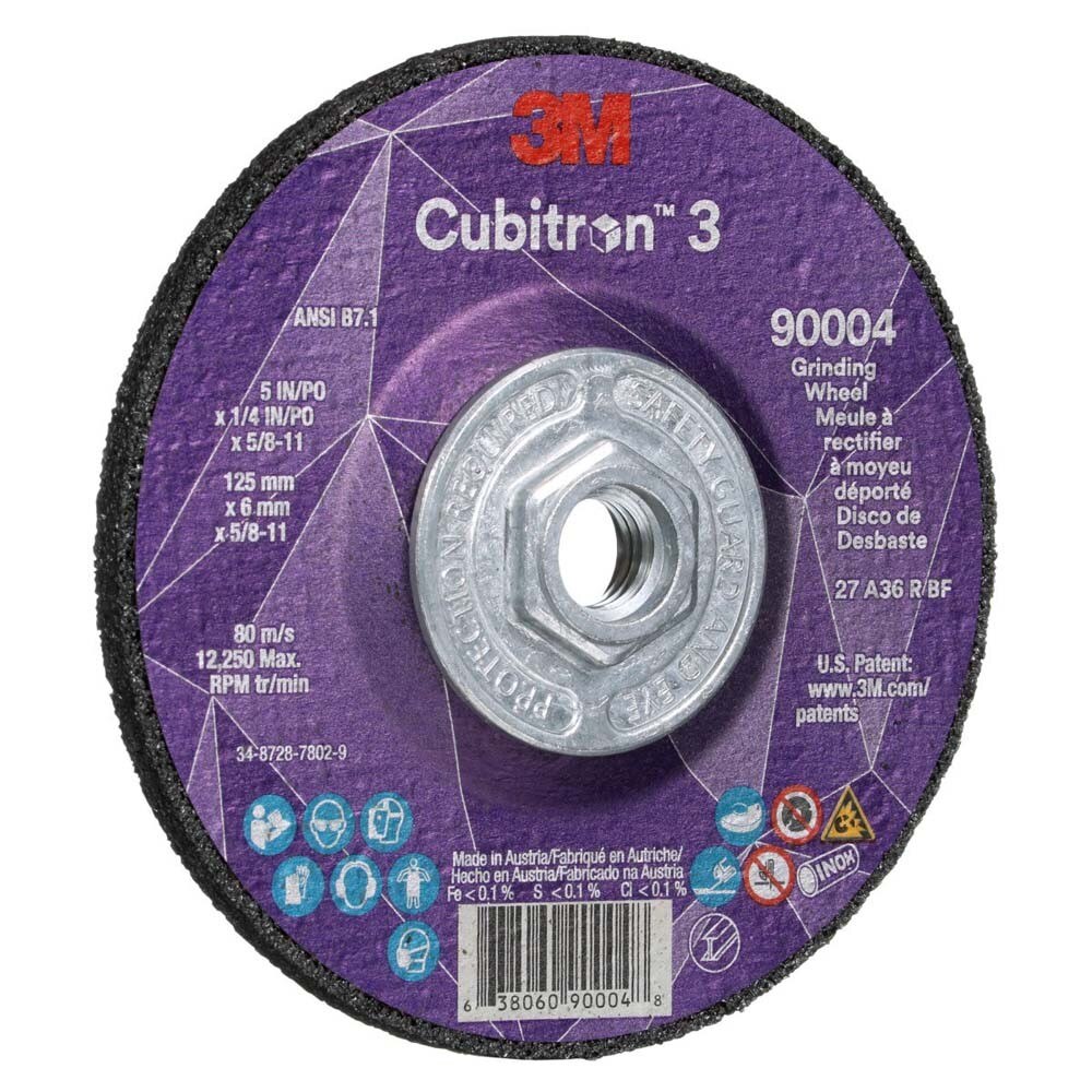 3M 7100312967 Cubitron 3 Depressed Center Grinding Wheel, 90004, 36+, T27, 5 in x 1/4 in x 5/8 in-11 (125x6mmx5/8-11in), ANSI (10 Pack) - 2