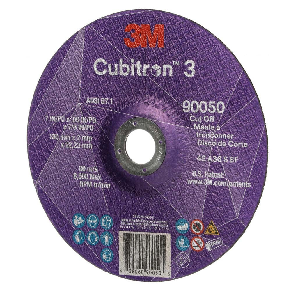 3M 90050 Cubitron 3 Cut-Off Wheel, 36+, T27, 7 in x 0.09 in x 7/8 in (180 x 2 x 22.23 mm), ANSI (7100313191) - 2