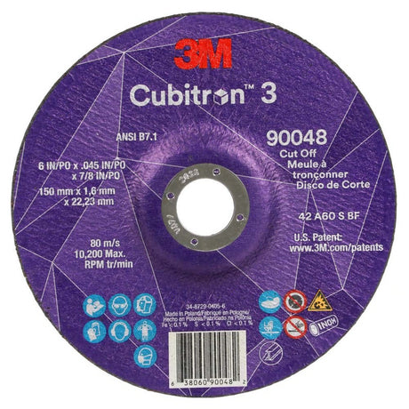 3M 90048 Cubitron 3 Cut-Off Wheel, 60+, T27, 6 in x 0.045 in x 7/8 in (150 x 1.6 x 22.23 mm), ANSI (7100313201)