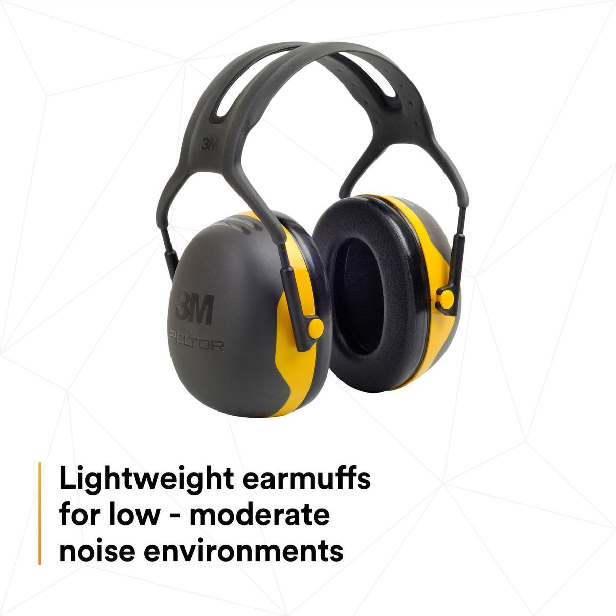 3M X2A PELTOR Over-the-Head Earmuffs, NRR 24 dB, Yellow/Black (7100314857) (10 Pack) - 3
