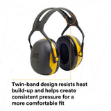3M X2A PELTOR Over-the-Head Earmuffs, NRR 24 dB, Yellow/Black (7100314857) (10 Pack) - 4
