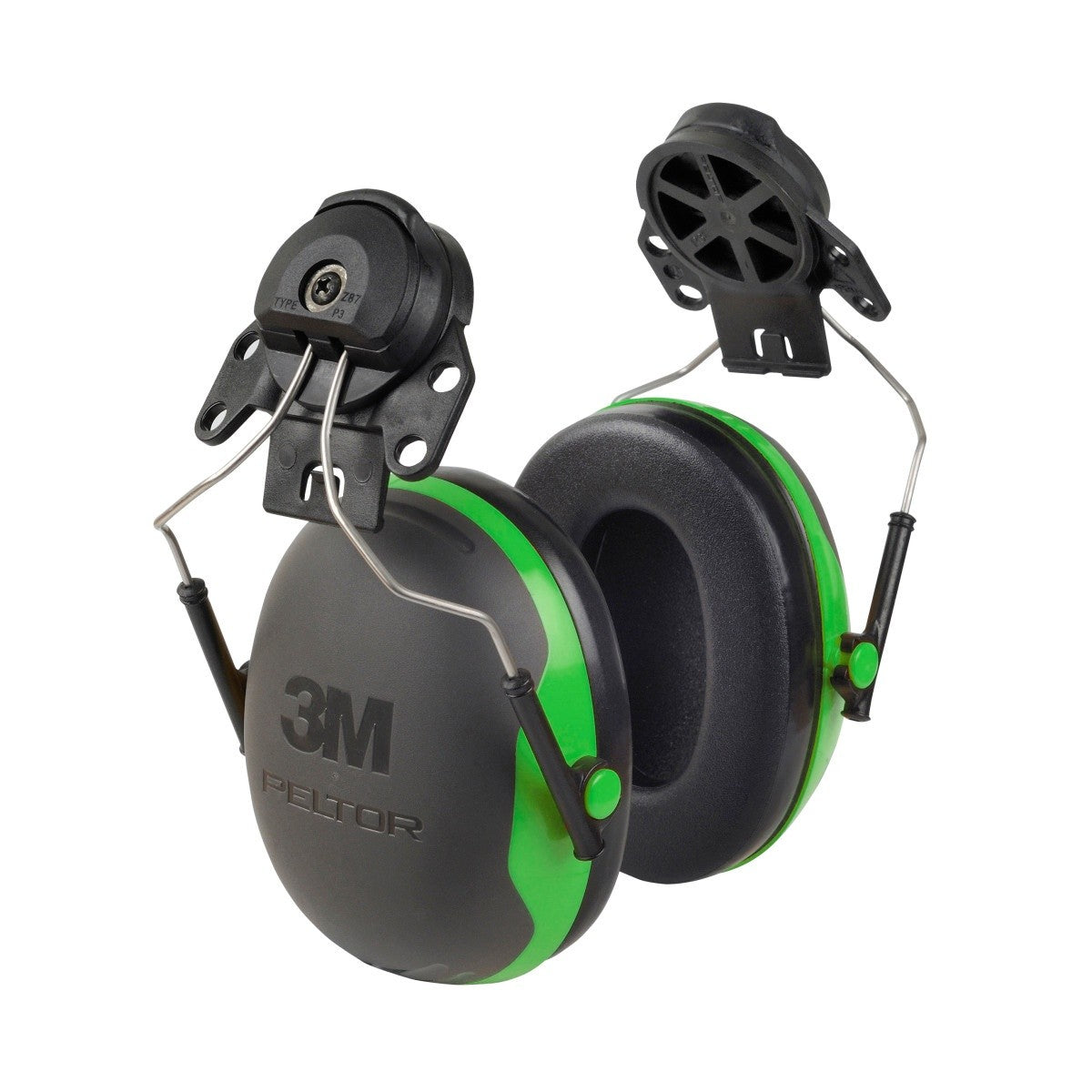 3M X1P3E PELTOR Helmet Attached Earmuffs, NRR 21 dB, Cap Style Hard Hat Compatible, Black/Green (7100315030) (1 Pair) (10 Pack) - 2