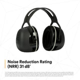 3M X5A PELTOR Over-the-Head Earmuffs, NRR 31 dB, Black (7100315048) - 2