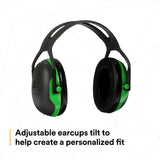 3M X1A PELTOR Over-the-Head Earmuffs, X Series, Green, One Size Fits Most (27287-case) (7100315111) (Case of 10) (10 Pack) - 6
