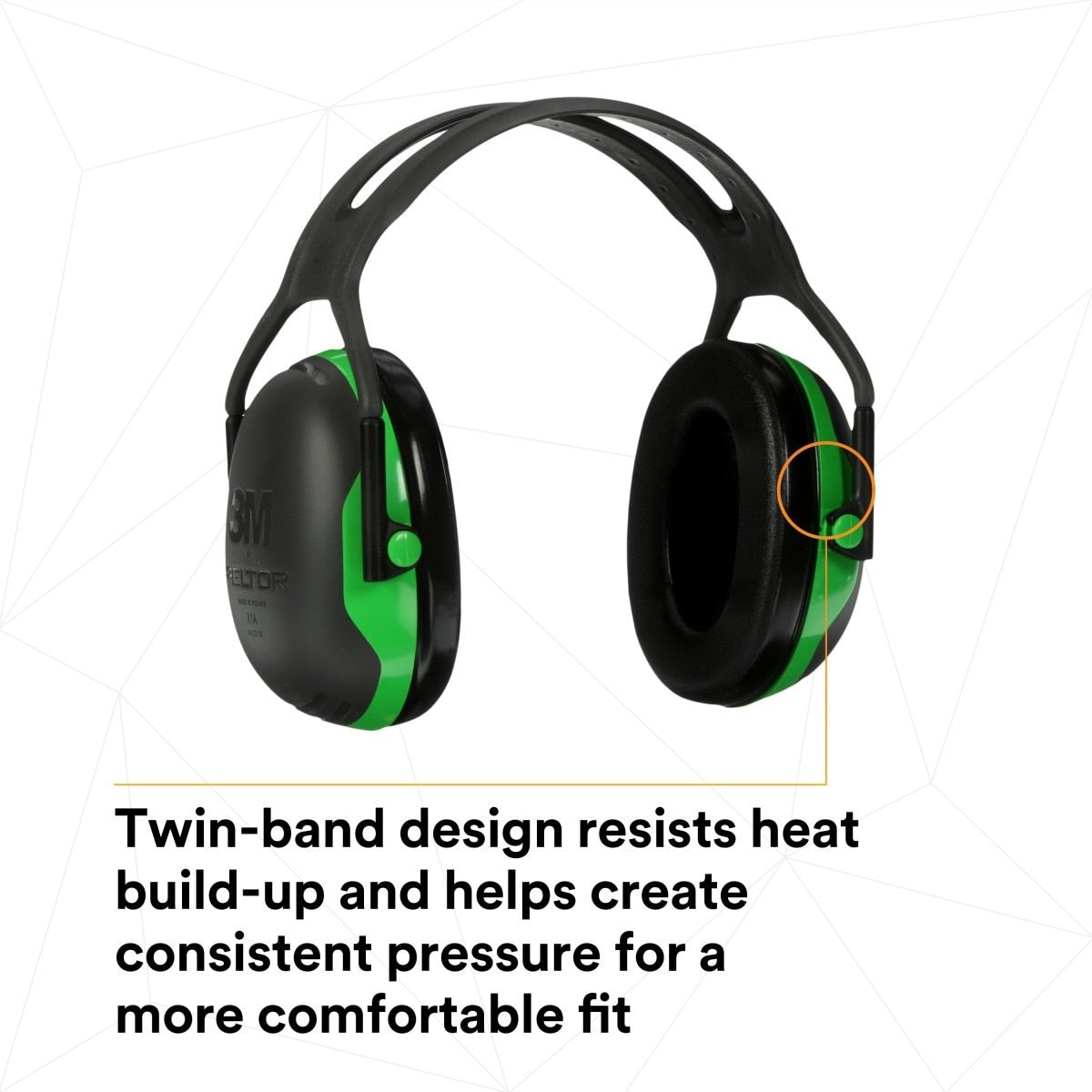 3M X1A PELTOR Over-the-Head Earmuffs, X Series, Green, One Size Fits Most (27287-case) (7100315111) (Case of 10) (10 Pack) - 8