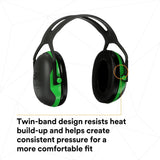3M X1A PELTOR Over-the-Head Earmuffs, X Series, Green, One Size Fits Most (27287-case) (7100315111) (Case of 10) (10 Pack) - 8