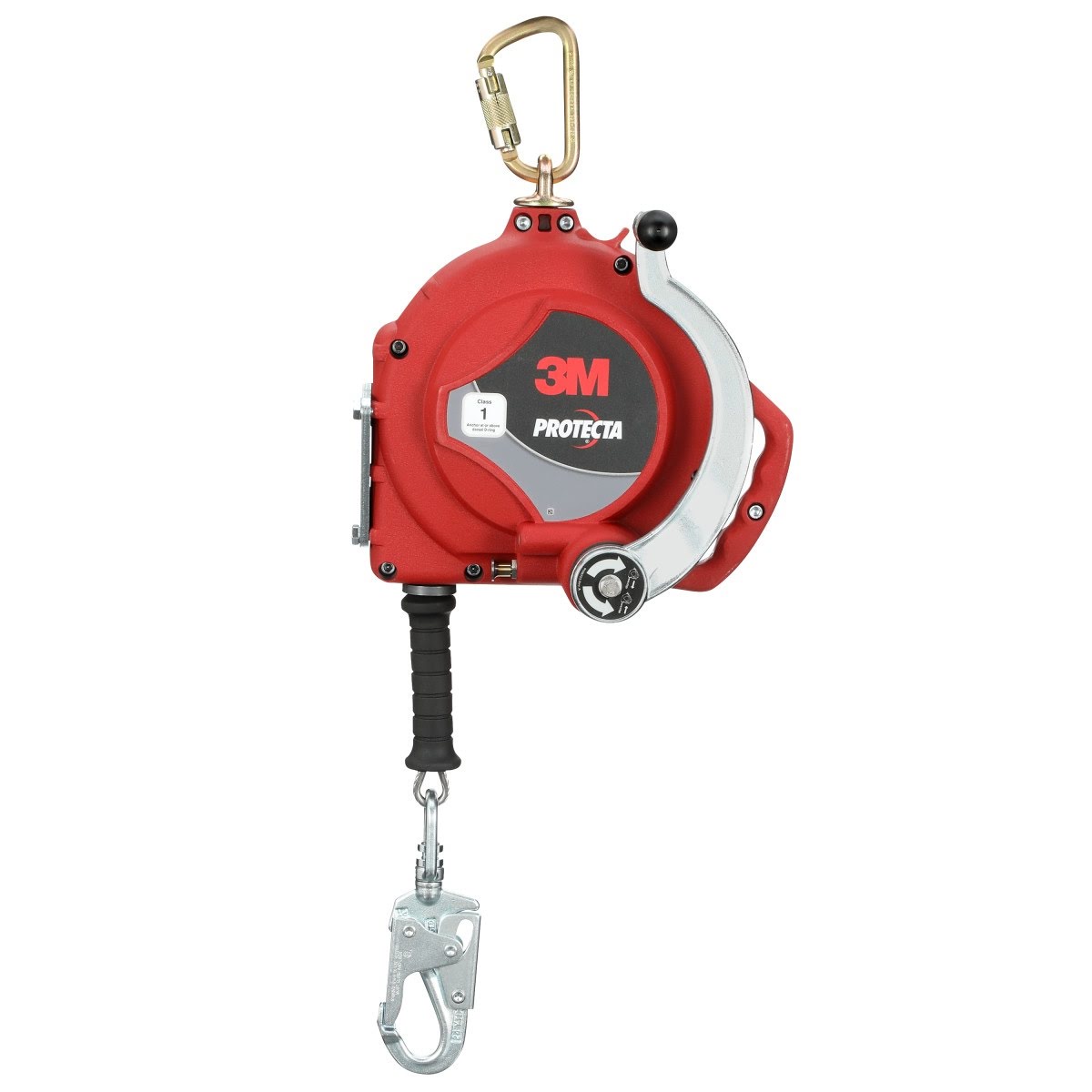3M 3590053 PROTECTA 3-Way Retrieval Self-Retracting Lifeline with Bracket, Stainless Steel Cable, Steel Swivel Snap Hook, 50 ft, Class 1, ANSI (7100318447)