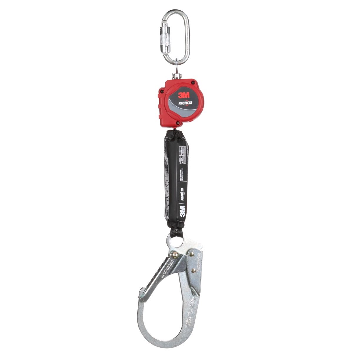 3M 3100508 PROTECTA Self-Retracting Lifeline with Carabiner, Web Lifeline, Steel Rebar Hook, Red, 6 ft (7100319830)