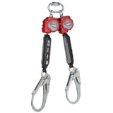 3M 3100512 PROTECTA Twin-Leg Self-Retracting Lifeline with Carabiner, Web, Steel Rebar Hook, Red, 6 ft (7100319944)
