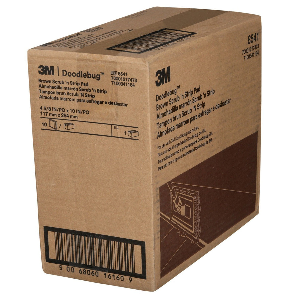 3M 8541 Utility Pad, Brown, 4-5/8 in x 10 in (7100341164) (10 Pack) - 7
