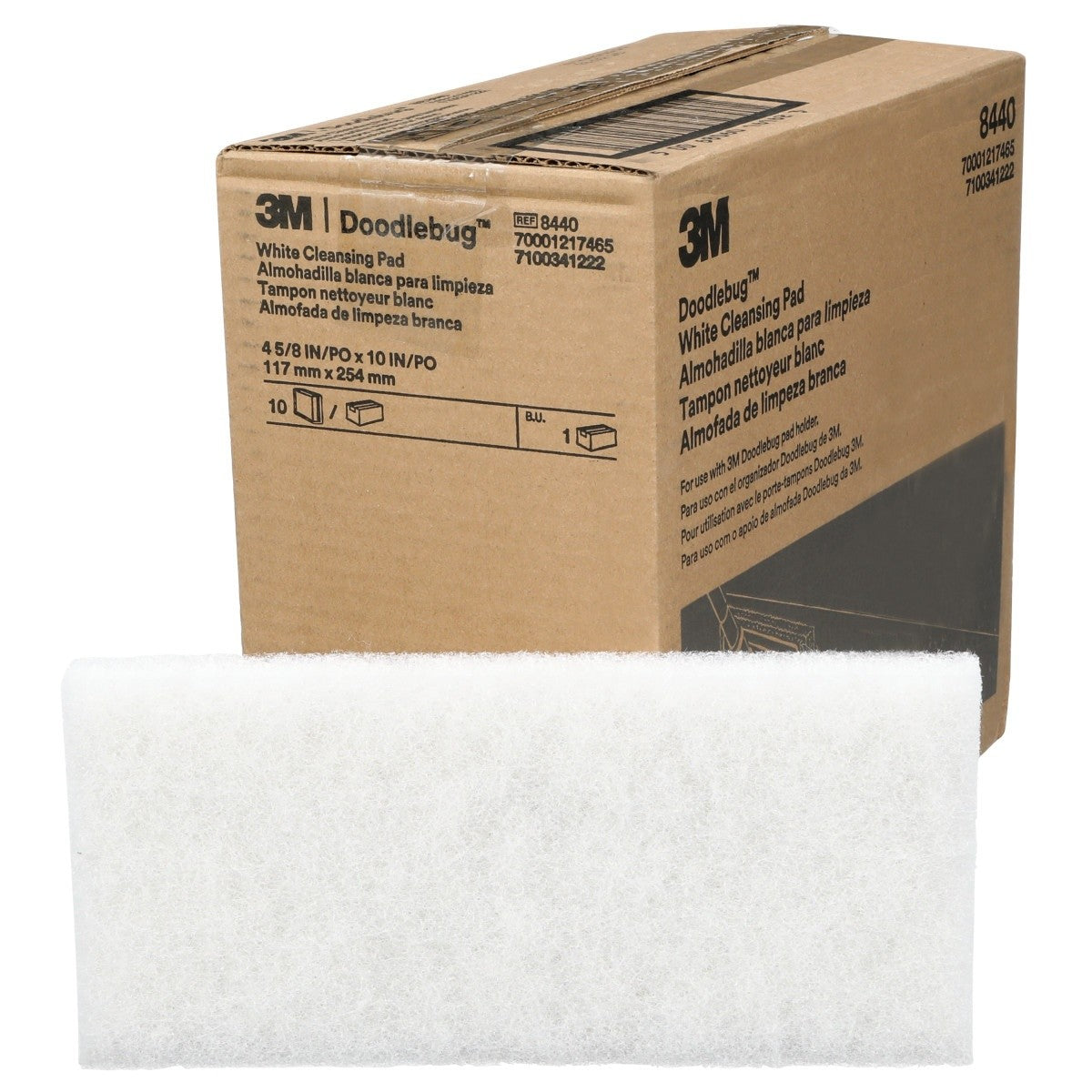 3M 8440 Doodlebug Utility Pad, Fine, White, 4-5/8 in x 10 in (7100341222) (10 Pack) - 5