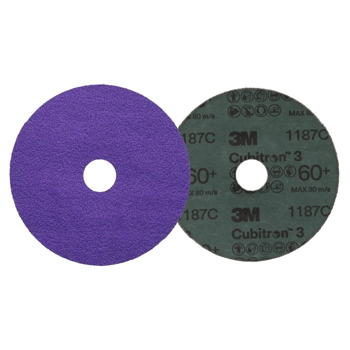 3M 1187C Cubitron Fibre Disc, 60+, Purple, 5 in x 7/8 in, Die 500P (7100349499) (100 Pack) - 2