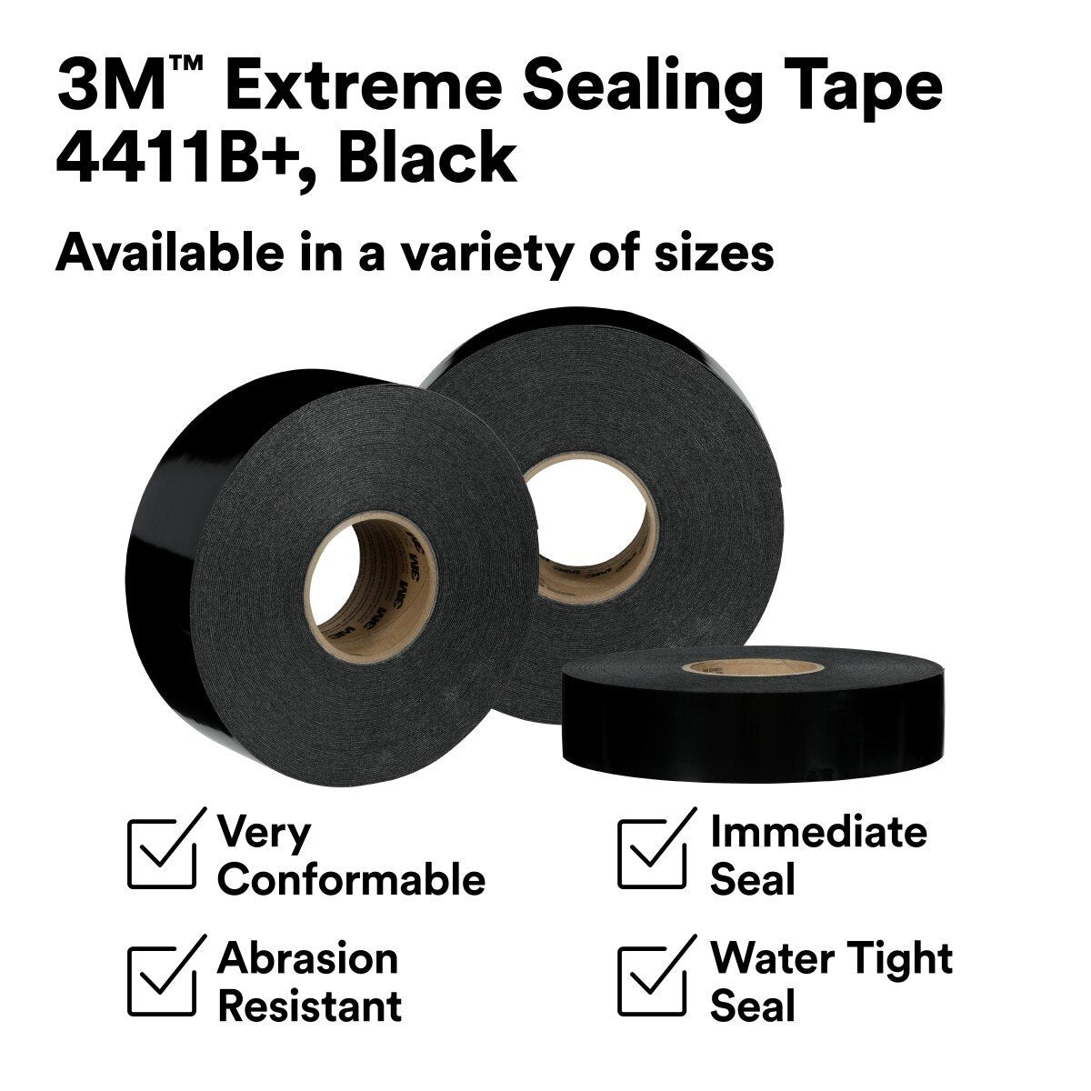 3M 4411B+ Extreme Sealing Tape, Black, 2 in x 36 yd (7100359732) (6 Pack) - 2