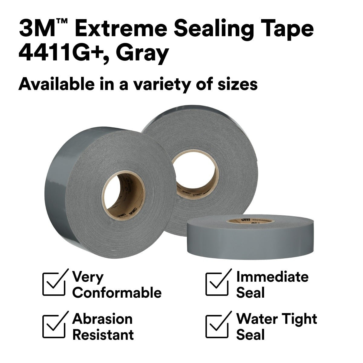 3M 4411G+ Extreme Sealing Tape, Gray, 2 in x 36 yd (7100362394) (6 Pack) - 6