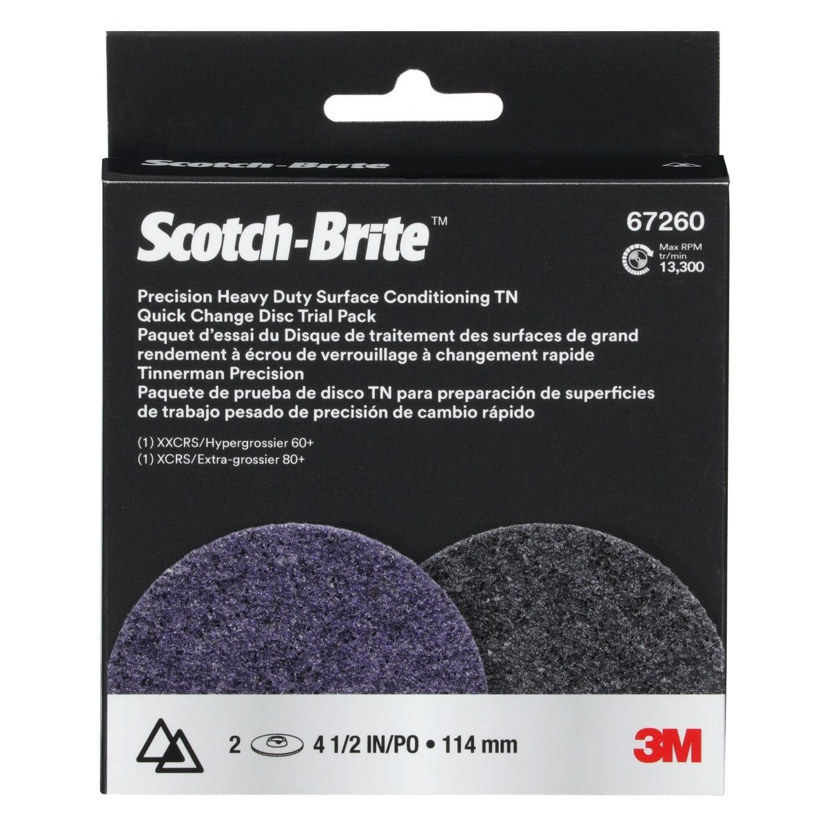 3M Scotch-Brite Precision Heavy Duty Surface Conditioning TN Quick Change Disc Trial Pack, HD-DN, Assorted XCRS 80 Plus and XXCRS 60 Plus, Purple, 4.5 in (7100371492) (10 Pack)