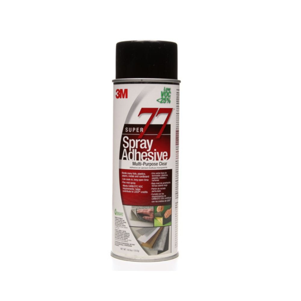 3M 77CA Multipurpose Spray Adhesive Clear Low VOC 25 Percent 24 fl oz Net Wt 18 oz (7100014109)
