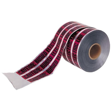 IDEAL 42-201 Detectable Underground Tape: "CAUTION BURIED ELECTRIC LINE BELOW", Red, 3 in. x 1,000 ft.