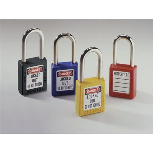 IDEAL 44-916 Safety Lockout Padlock, Red, 1-1/2 in. Shackle Clearance, 1/4 in. Shackle,(Card of 1)