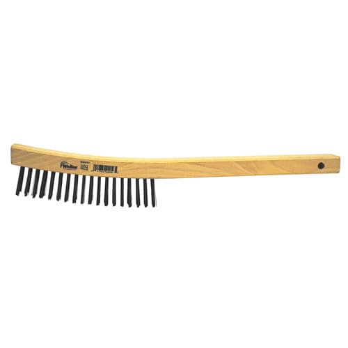 Weiler 44056 Hand Wire Scratch Brush, .012 Steel Fill, Curved Handle, 4 x 18 Rows