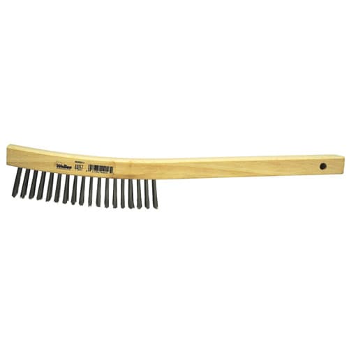 Weiler 44057 Hand Wire Scratch Brush, .012 SS Fill, Curved Handle, 4 x 18 Rows