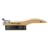 Weiler 44065 Hand Wire Scratch Brush w/Scraper, .012 Steel Fill, Shoe Handle, 4 x 16 Rows - 2