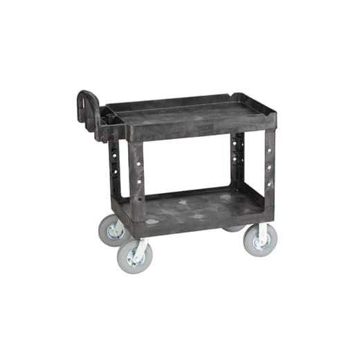 Rubbermaid FG452010BLA HD 2-Shelf Utility Cart w/Lipped Shelf (Med) with Pneumatic Casters