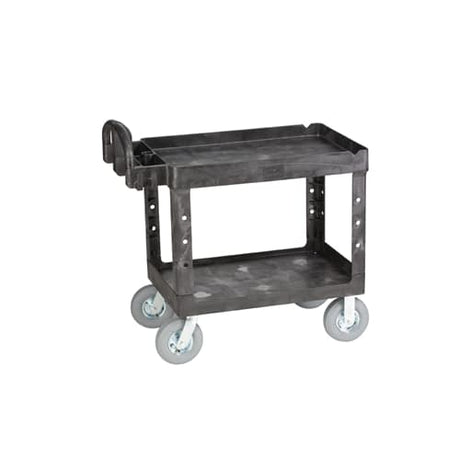 Rubbermaid FG452010BLA HD 2-Shelf Utility Cart w/Lipped Shelf (Med) with Pneumatic Casters