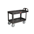 Rubbermaid FG454610BLA HD 2-Shelf Utility Cart w/Lipped Shelf (Large) - with pneumatic wheels