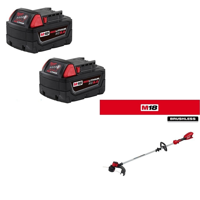 Milwaukee 48-11-1852 Battery 2 Pack W/ FREE 2828-20E String Trimmer
