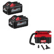 Milwaukee 48-11-1862 XC6.0 Battery 2-Pack Kit W/ FREE 0970-20 Vacuum