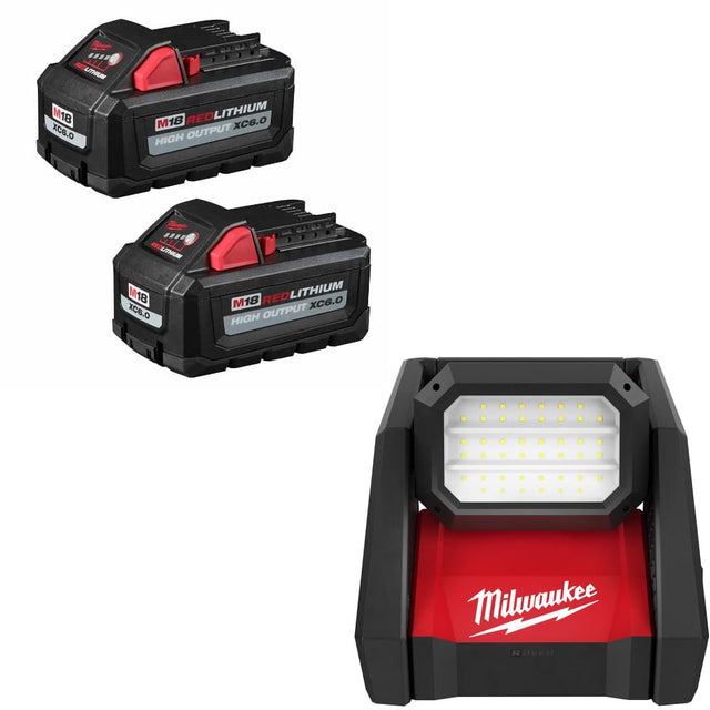 Milwaukee 48-11-1862 M18 XC6.0 Battery 2-Pack W/ FREE 2366-20 M18 Flood Light