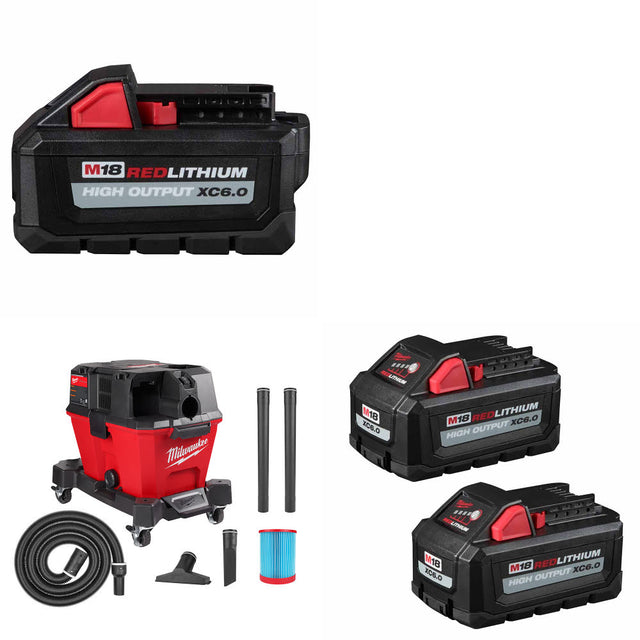 Milwaukee 48-11-1865 M18 Battery Pack W/ 0910-20 M18 Vacuum & FREE Battery-2Pk