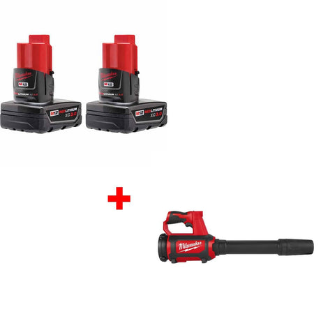 Milwaukee 48-11-2412 M12 XC Battery, 2-Pack w/ FREE 0852-20 M12 Spot Blower