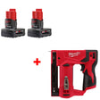 Milwaukee 48-11-2412 M12 XC Battery Two Pack w/ FREE 2447-20 3/8" Crown Stapler