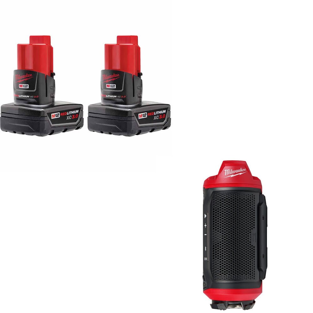 Milwaukee 48-11-2412 Battery Kit W/ FREE 2955-20 Jobsite Speaker