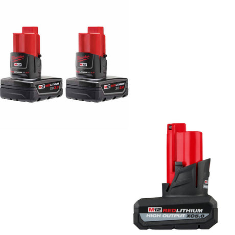 Milwaukee 48-11-2412 M12 XC Battery Two Pack W/ FREE 48-11-2450 M12 Battery Pack