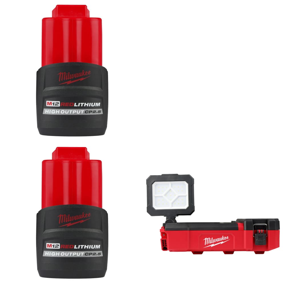 Milwaukee 48-11-2425 M12 CP2.5 Battery-2 Pack w/ FREE 2356-20 M12 Flood Light