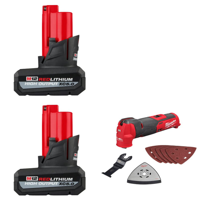 Milwaukee 48-11-2450 M12 XC5.0 Battery-2Pk w/ FREE 2526-20 M12 FUEL Multi-Tool