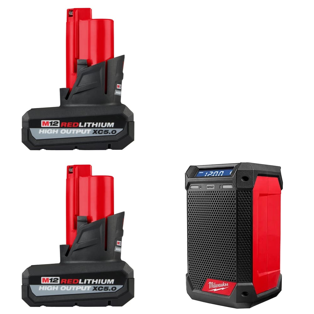 Milwaukee 48-11-2450 M12 XC5.0 Battery-2Pk w/ FREE 2951-20 M12 Radio + Charger